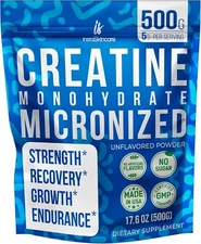 Creatine Monohydrate Powder Muscle Gain 5000mg Per Serv (5g) Made in USA 1.1LB