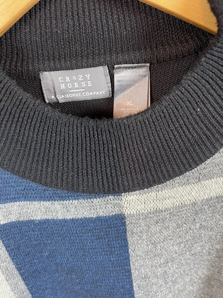 LIZ CLAIBORNE CRAZY HORSE 男式多色 GEO 设计针织衫 XL 码 — 第 4/4 张图片