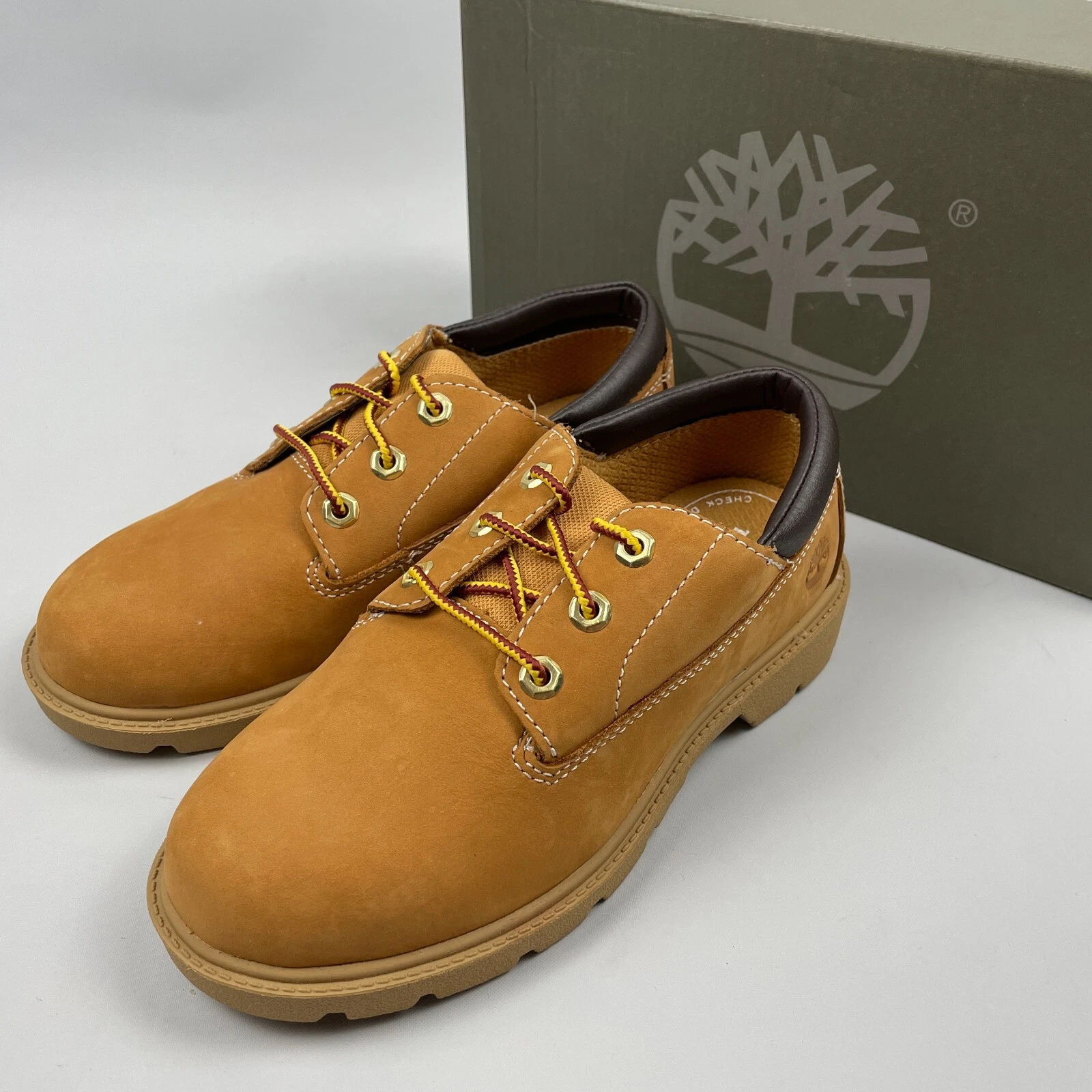 Scarpe Oxford TIMBERLAND pelle nabuk marrone taglia 1 UK EU 33 stringate nuove con etichette