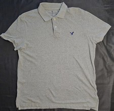 Mens American Eagle Classic Fit Short Sleeve Gray Polo Shirt Size Large