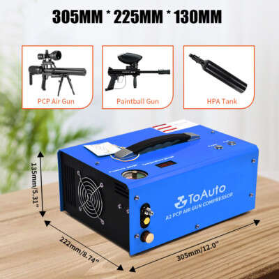 PCP Air Compressor, 4500PSI/30Mpa Portable PCP Airgun Compressor With Built-in Power Converter, Auto-Stop | DC12V/AC120V | Oil & Water-Free - Foto 6