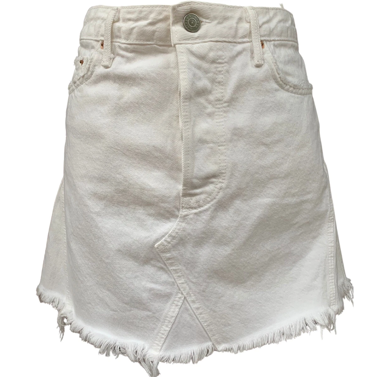 Topshop Distressed Denim Skirt In White | ModeSens