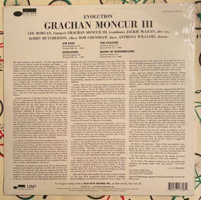 洋楽 LP Grachan Moncur III Evolution 84153 GRACHAN MONCUR III - Evolution ~Blue Note 84153 | Recorded: 1963