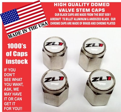 4 Chrome & White Top Chevrolet Super Sport SS RS Rally Sport ZL1 Valve Stem Caps