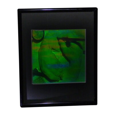 3D Drawing Hands Art Hologram Picture FRAMED, Collectible Embossed Type Film