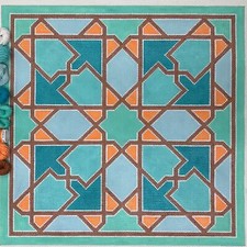 Handpainted Needlepoint Canvas Point of it all Designs Aqua colors Tile pattern