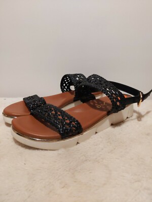 Unisa Black flat Platform Sandals With Heel Strap Size