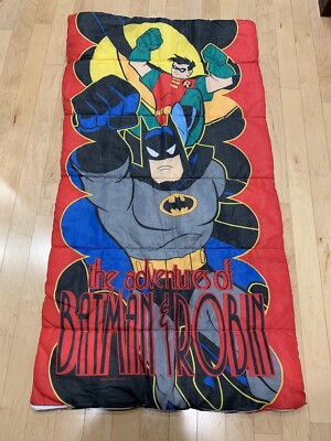 Vintage 90s Y2K Comic Animated Batman Robin DC Sleeping Bag