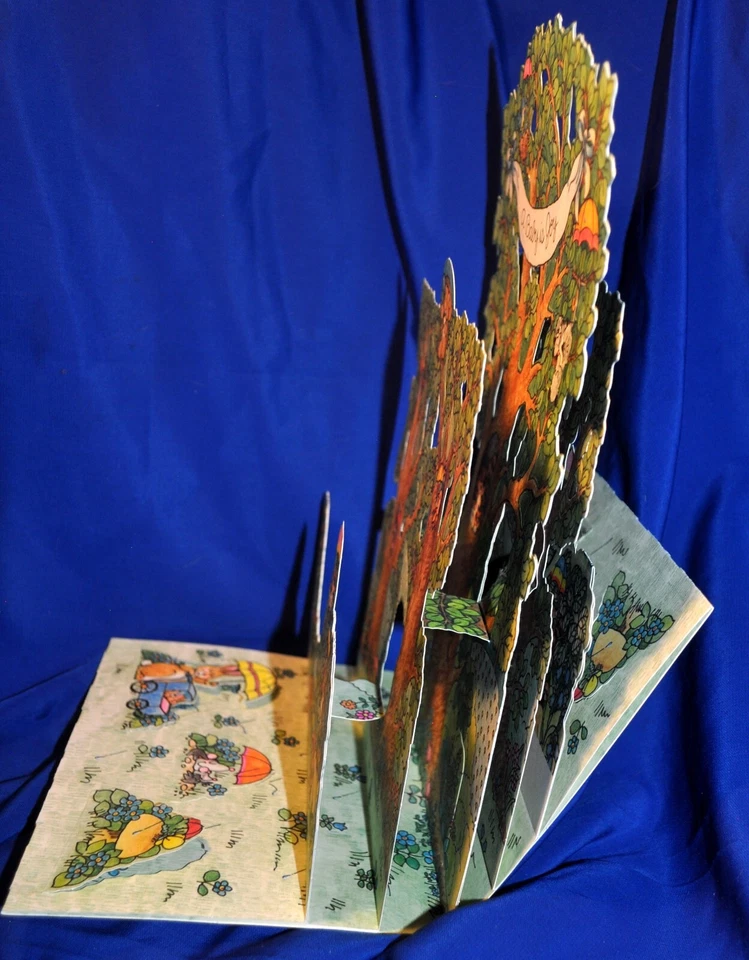 DE COLECCIÓN AÑOS 70 SELLO EMERGENTE PLEGABLE 3d PIEZA CENTRAL Árbol Familiar Baby Shower Foto 4 de 4