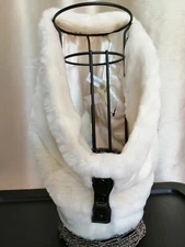 NEW Calvin Klein Infinity Scarf Faux Fur Metal Clasp Smooth Lining 10" W Birch