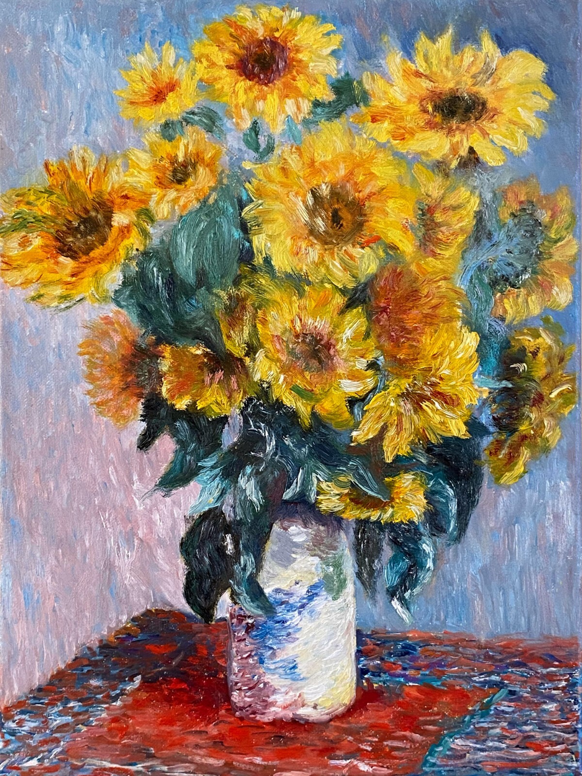 Gorgeous Oil Painting. Original. Bouquet Of Sunflowers. Signed Impressionist Art