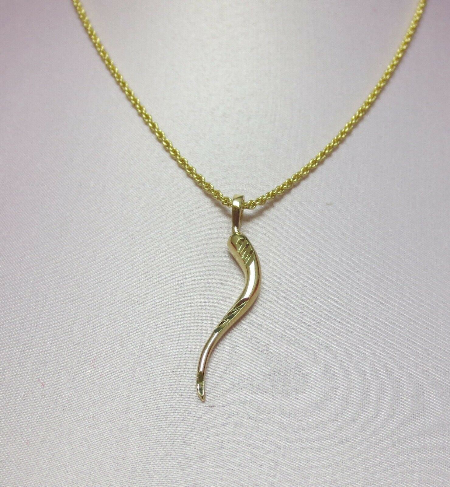 14 KT GOLD PLATED ITALIAN HORN CHARM AND 30 INCH ROPE CHAIN SET- 2208 ...