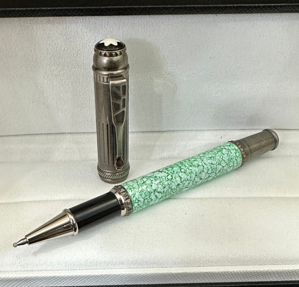 Deluxe Writers Series Green + Copper Silver Color 0.7mm Rollerball Pen No Box