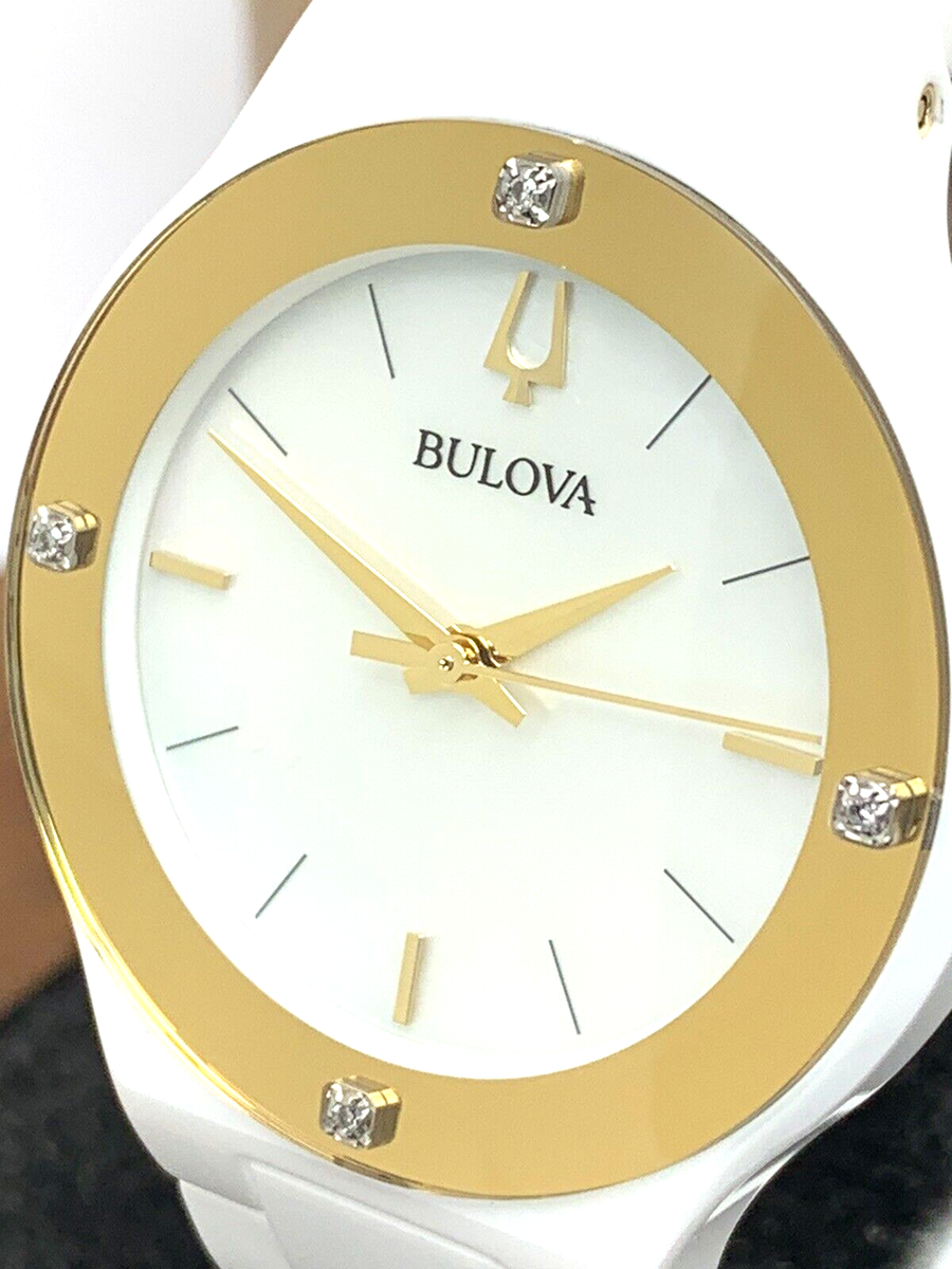 Bulova Women\'s Watch 98R292 Millennia Quartz Gold White Dial Ceramic Diamond Bulova Millennia Quartz Diamond Ladies Watch 98R292  main image 2