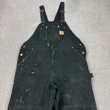 Carhartt Dungarees Adult 42x30 Black Overalls Bib Duck Canvas Double Knee Mens 