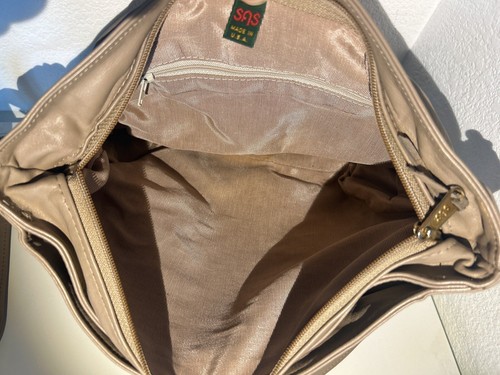 Vintage SAS Handbag Women BeLeather Lined Purse Shoulder Beige - Picture 10 of 10