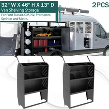 32W x 46H x 13D Van Shelving W/Hanging Tote For Transit, GM, NV,Promaster 2PCS