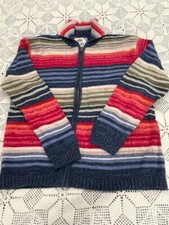VTG 2002 Zip Up Stripped Cardigan Sweater Sz Small Tiara International