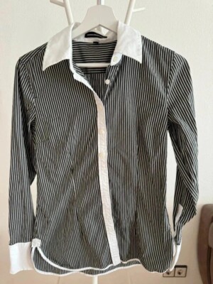Express Damen Bluse grau/weiss gestreift Größe S top Zustand