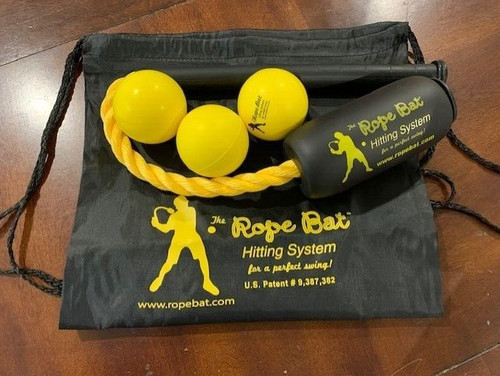 The Rope Bat - Baseball / Softball Swing Trainer w/ 3 Training Balls & Tote Bag