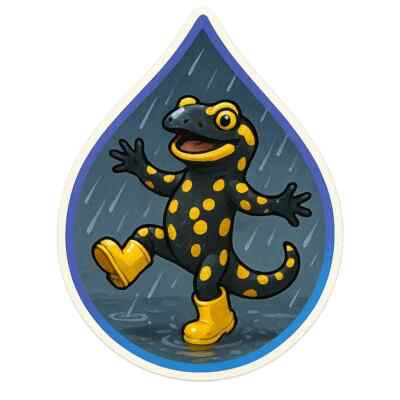 Feuersalamander im Regen Aufkleber 30x30 cm Lustig Tier Gummistiefel Geschenk