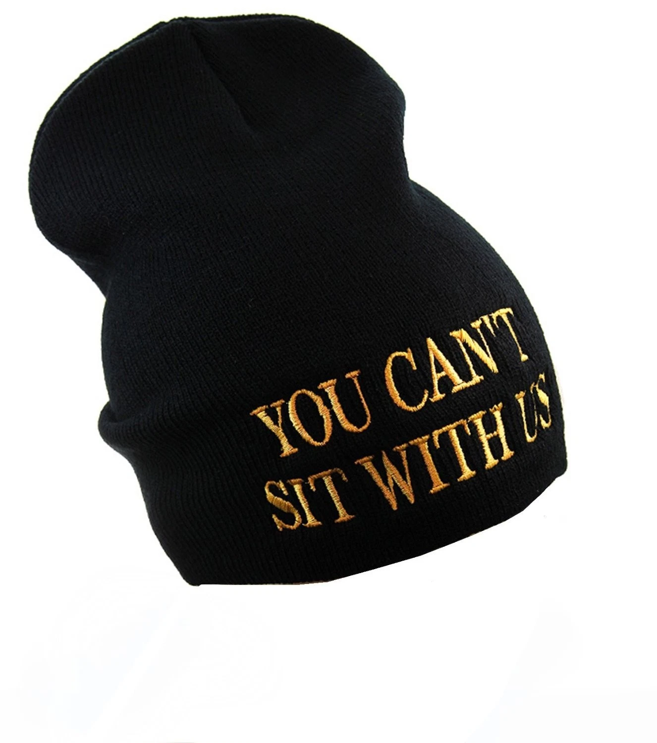 YOU CAN'T SIT WITH US BEANIE HAT (BLACK WITH GOLD LOGO)