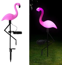 Gardening Ornament Lights Outdoor LED Solar Pink Flamingo Lawn Landscape Lamp US