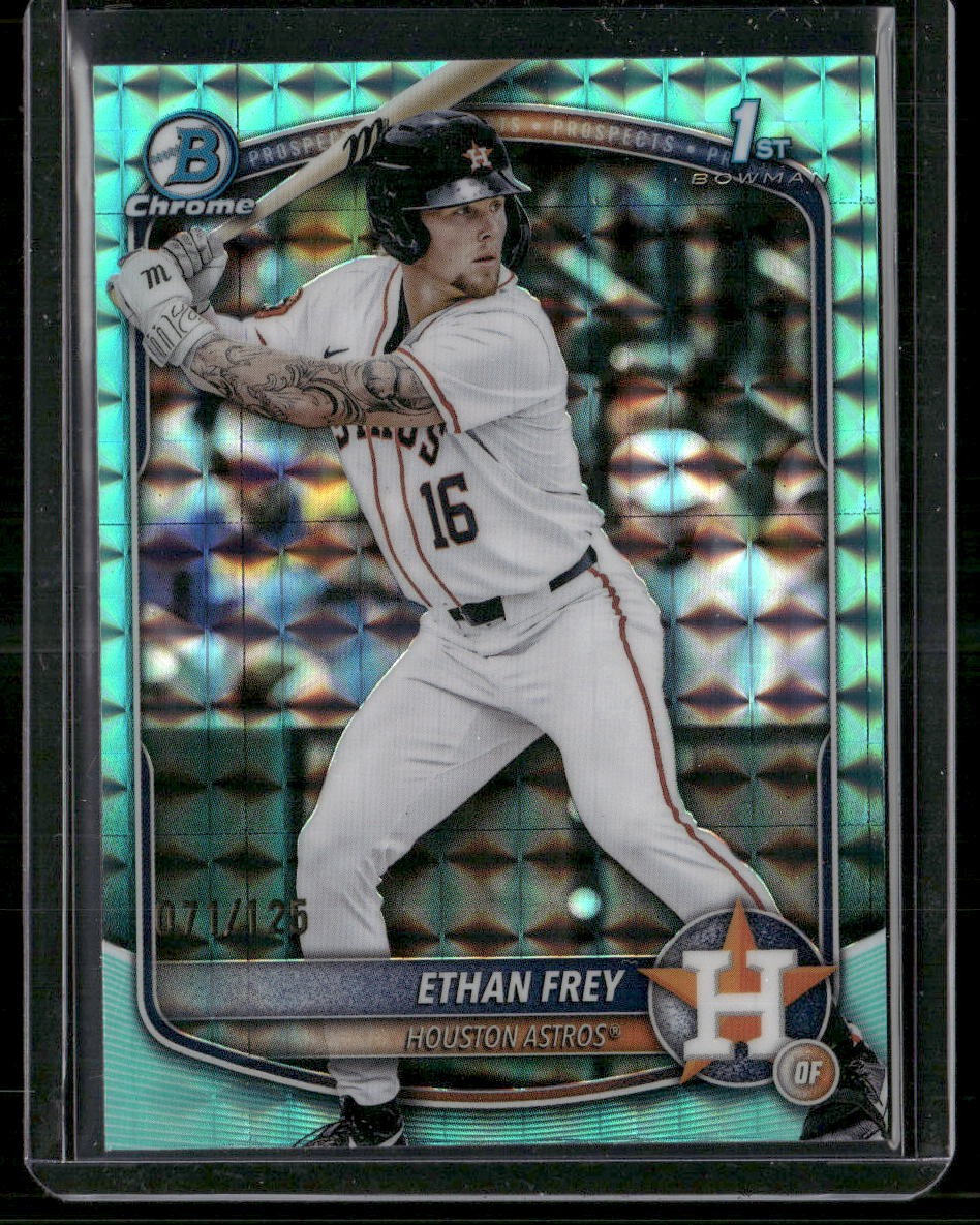 2025 Bowman Draft #BDC-67 Ethan Frey Chrome Aqua Geometric /125