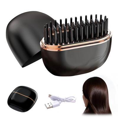 Glättbürste Mini Glättebürste Mini Hair Straightener Brush Kabellos 3-Stufige Te