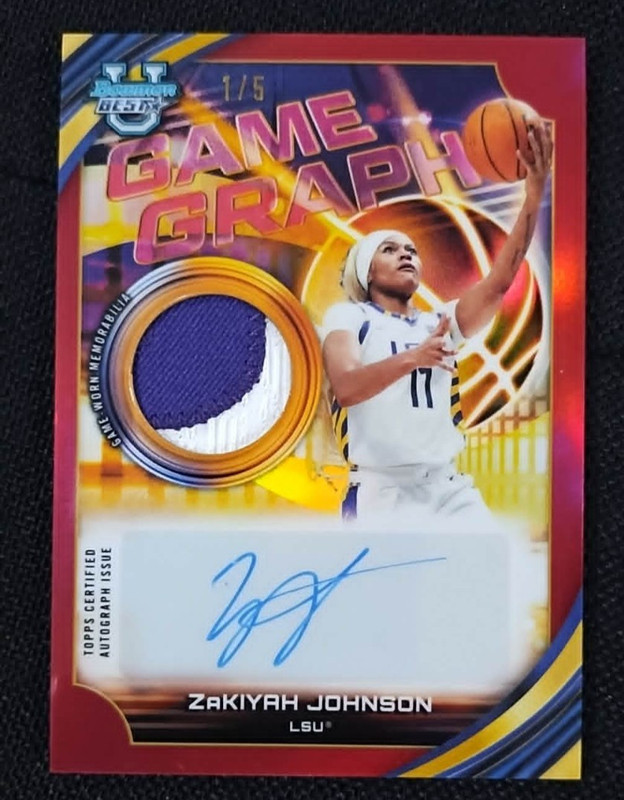 2025 Bowmans Best U Zakiyah Johnson Red 1/5 Jersey Relic AUTO Rookie LSU #GGZJ