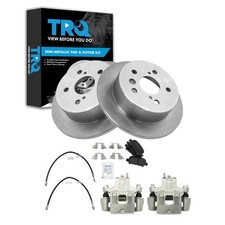 TRQ Rear Brake Pad and Rotor Set Semi Metallic Calipers Hardware Compatible with