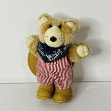 Vintage Farrell Furskins Bear 7 Plush Stuffed Animal Striped Outfit w/ Hat 1986