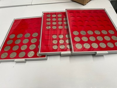 3 x Lindner Coin Trays & Coins ~ One Shilling, Two Shilling, Half Crown~ 40s-60s