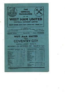West Ham United v Coventry City 1947 1948
