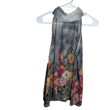 Rokoko by Dazz Blouse Women's Small Made in USA Floral Sleeveless Shirt Tank Top