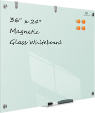 Glass Dry-Erase Board - 36 X 24 Inches Wall Mounted Whiteboard with Magnetism, L