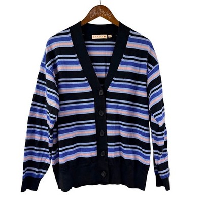 Marni x Uni Qlo Oversized Striped V Neck Cardigan Sweater Small