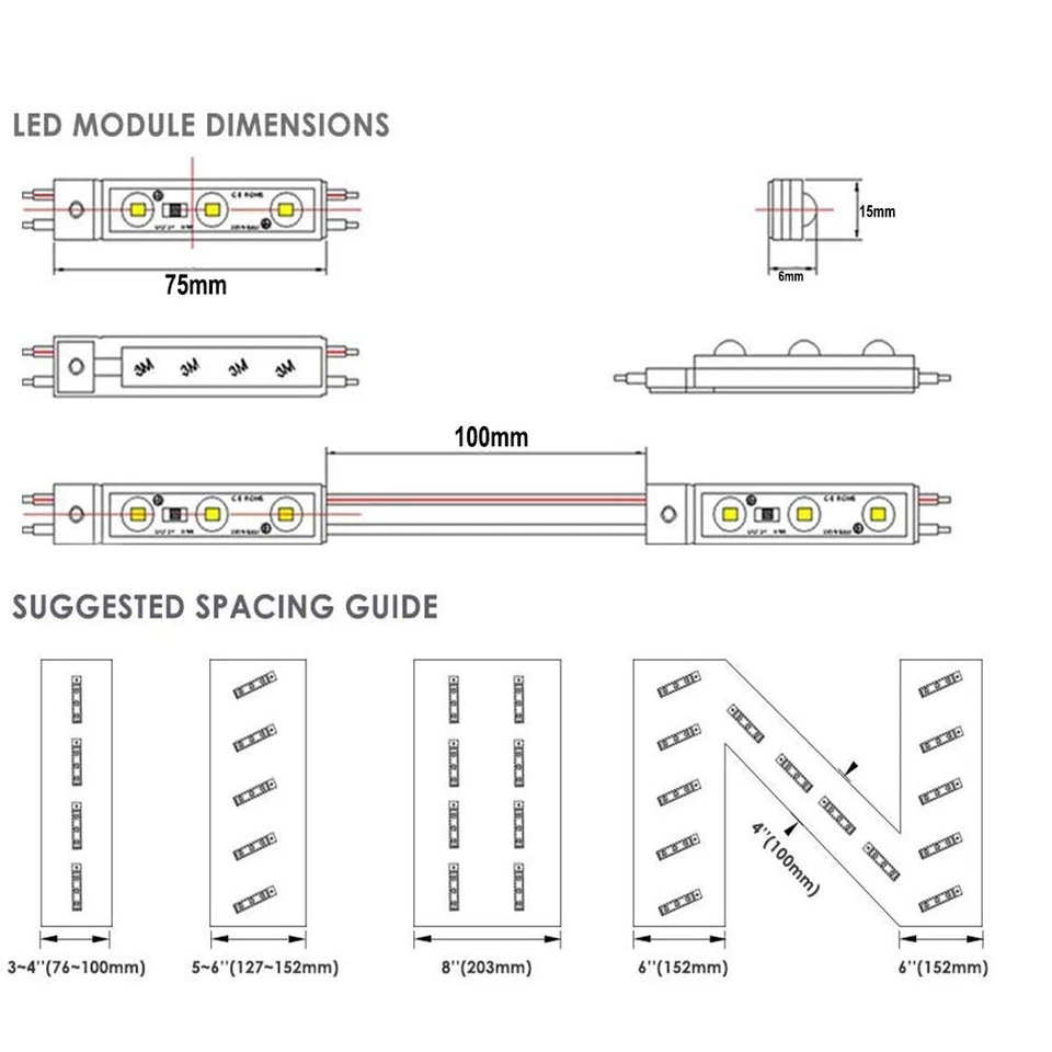 LED Module, Windows Lights Blue 100pcs 49.8 Ft 5730 SMD 150LM Per LED Module ... - Image 3 of 4