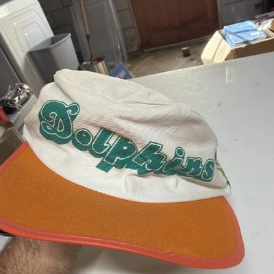 Vintage Miami Dolphins Hat MAB Paints NFL Starline Painter Cap White Orange - Image 1 of 4