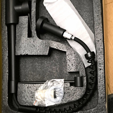 Black Matte Pull-Out Mixer Kitchen Tap High Arc Lever Deck Mounted w/ Spray Hose