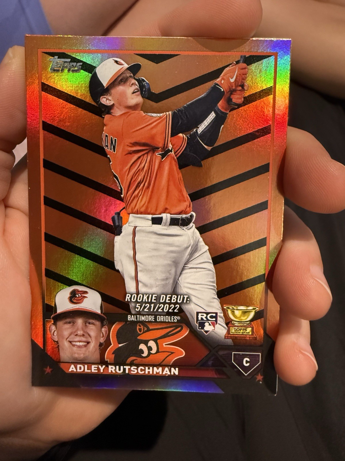 2023 Topps Update Orange and Black Foil Adley Rutschman #US180 Baltimore Orioles