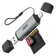 acer SD Card Reader USB C, Dual Slots USB Type C to Micro SD Card Adapter Grey