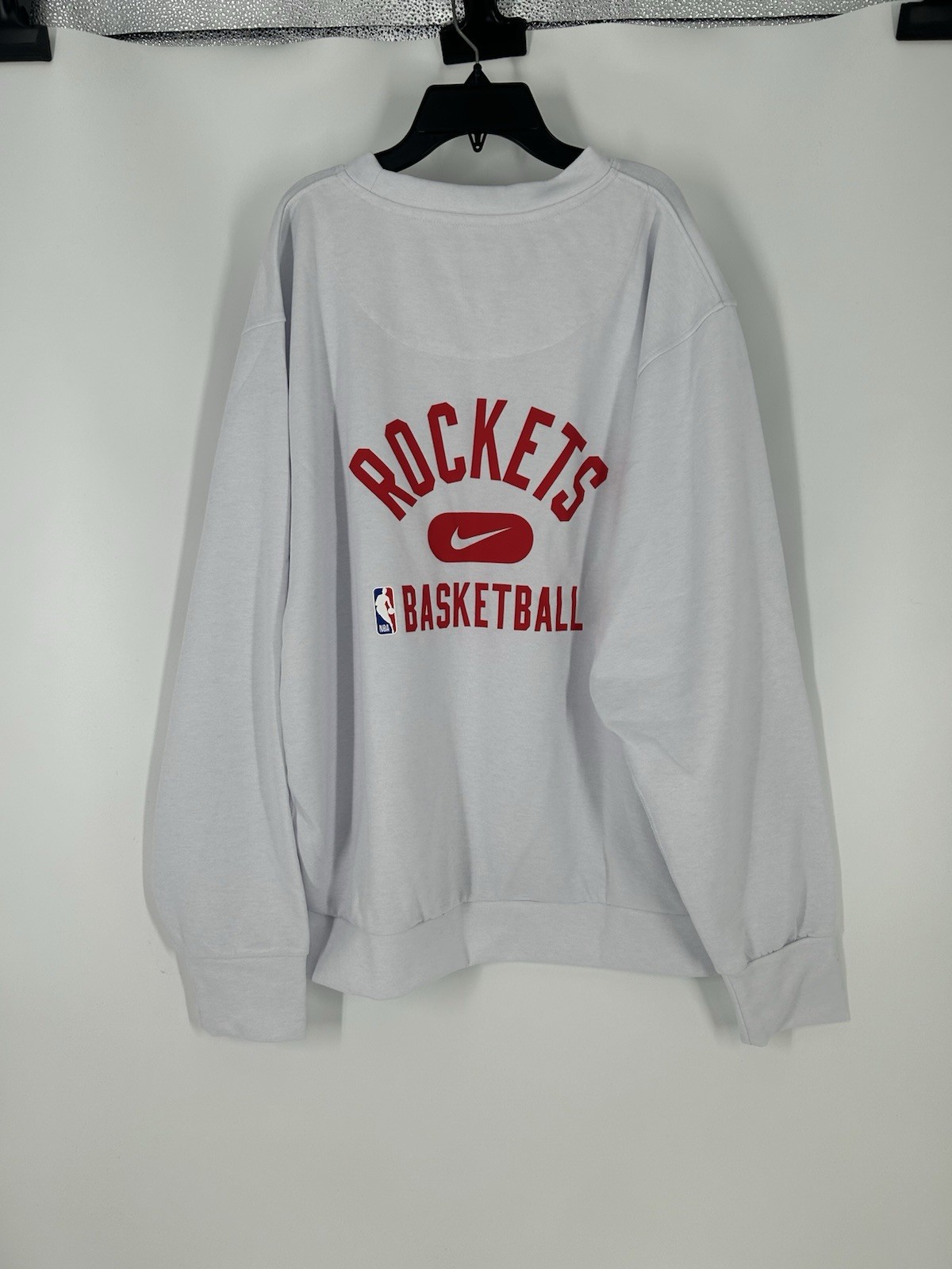 Houston Rockets Nike Dri Fit Crewneck Sweatshirt Engineered NBA White Mens XL