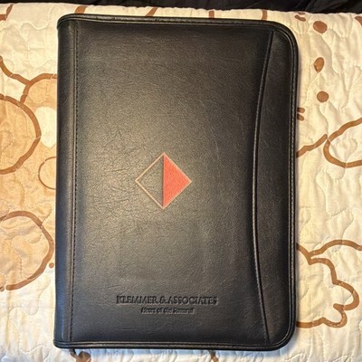Leed's Black Zippered Portfolio Organizer w/ Lined Notepad, Card Slots, Pocket