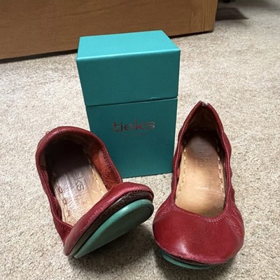 Tieks Red Leather Foldable Ballet Flats Women s Slip On Round Toe Sz 7