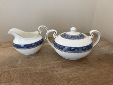 John Aynsley Blue Mist Sugar Bowl & Creamer Bone China Floral England Tea