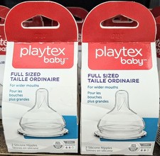 Playtex Baby Nipple 3 MEDIUM MED Flow Full-Size Silicone 2pks X2ea 4 Bottle