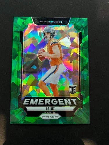 2024 Panini Prizm - Emergent Bo Nix #3 Green Ice Prizm (RC)