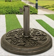 CAST IRON ROUND UMBRELLA PARASOL BASE STAND PATIO OUTDOOR GARDEN HEAVY DUTY 9KG