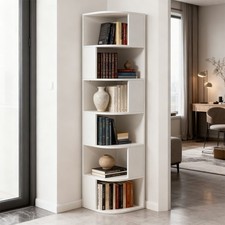 3/4/5 Tier Standing Book Shelves Corner Shelf Storage Wood Display Bookcase Unit